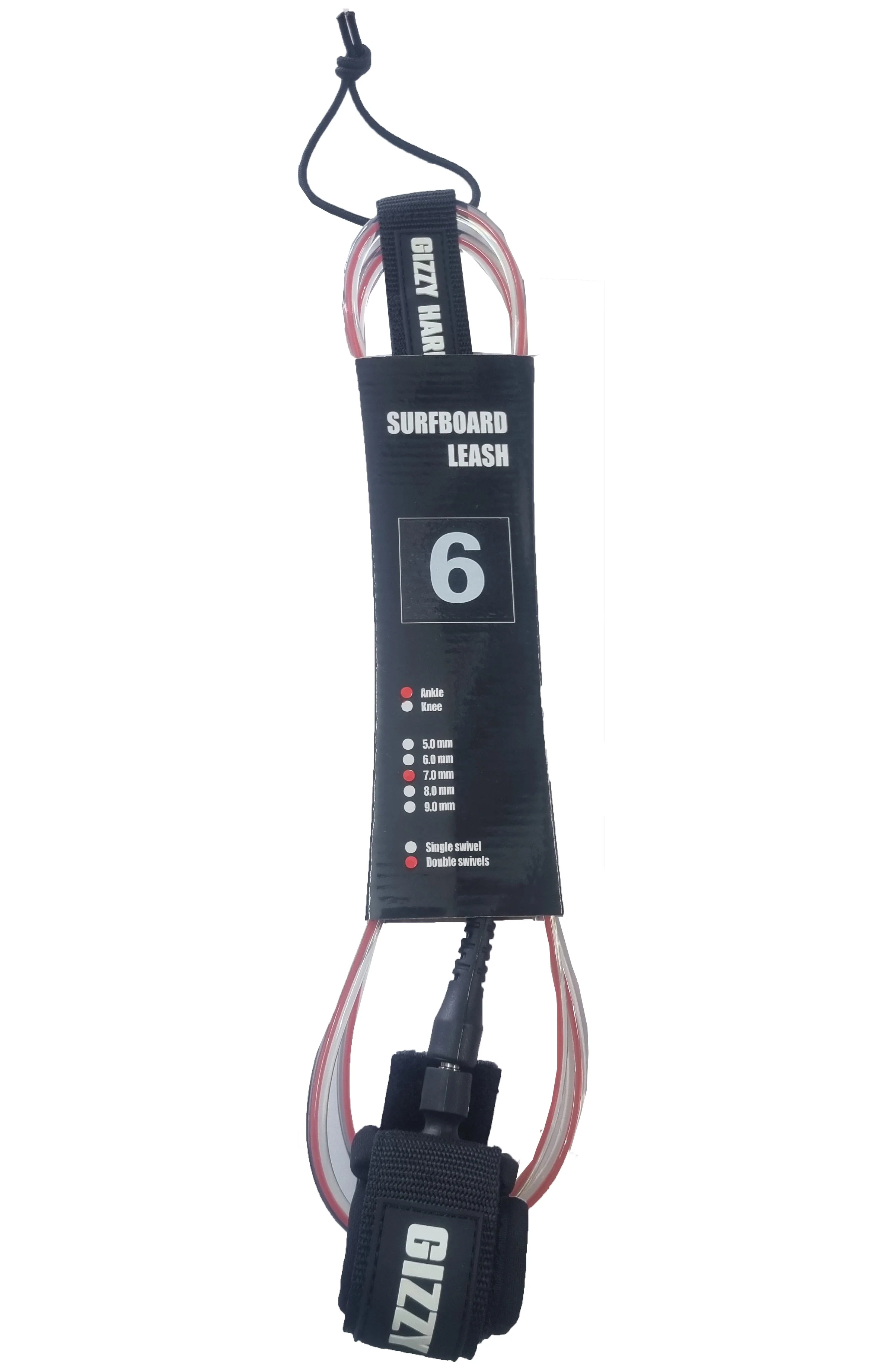 Gizzy Hard 6' Double Swivel Regular Surfboard Leash - Image 12