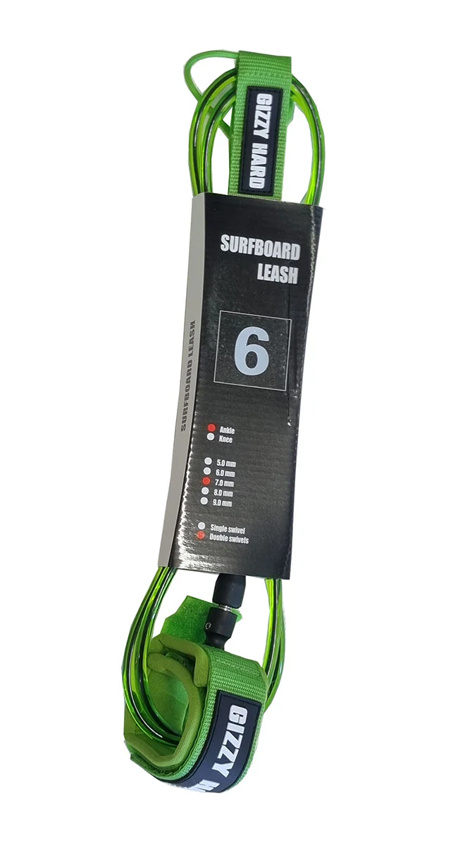 Gizzy Hard 6' Double Swivel Regular Surfboard Leash - Image 2