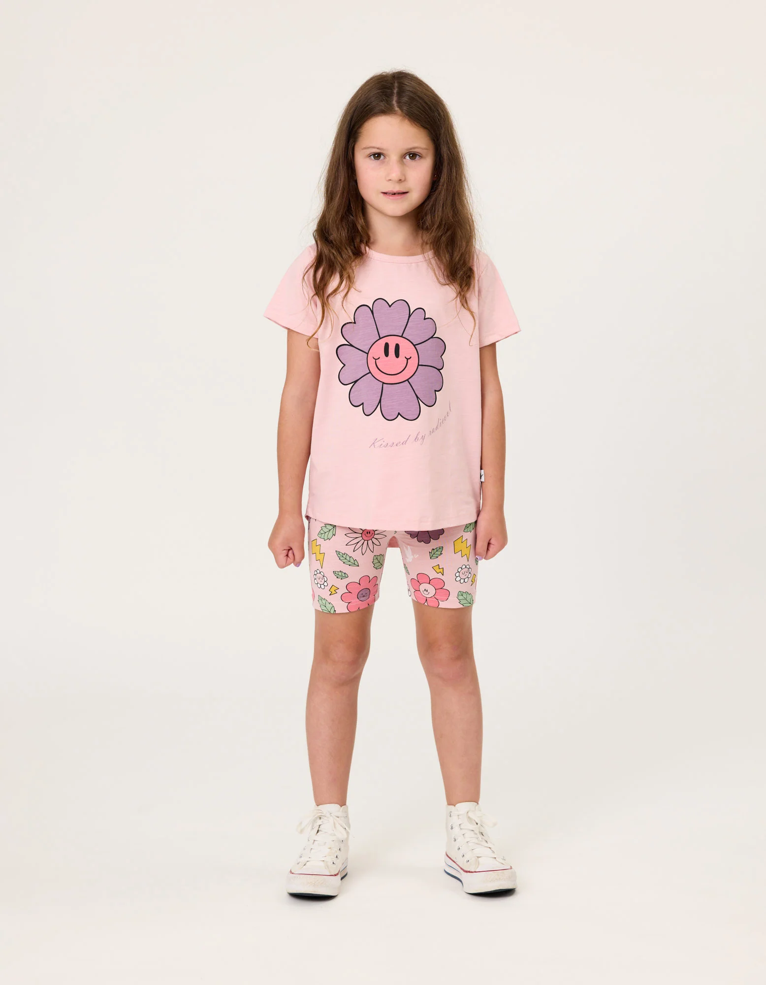 Kissed By Radicool Smiley Flowers Bike Shorts - Sum25
