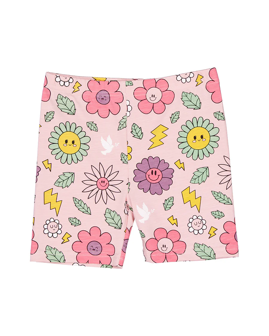 Kissed By Radicool Smiley Flowers Bike Shorts - Sum25 - Image 3