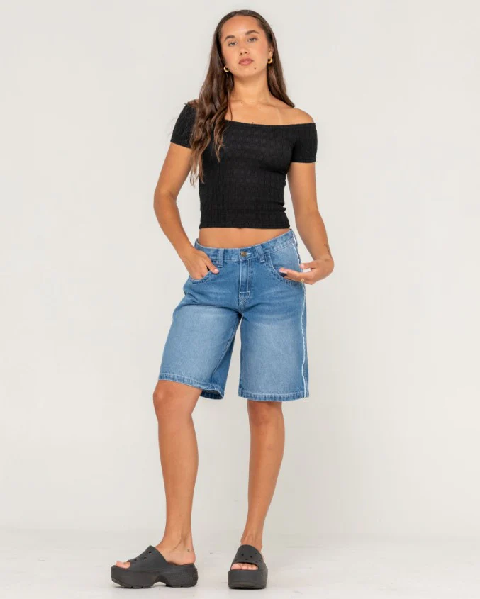 Rusty Flip Mommy Low Rise Wide Leg Denim Jort - Sum25 - Image 7