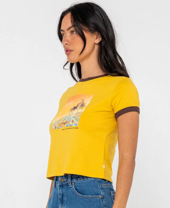Rusty La Cabana Contrast Ringer Tee - Sum25 - Image 3
